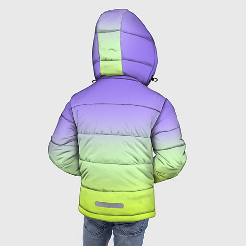 Зимняя куртка для мальчика Фиолетовый мятный и желто-зеленый градиент / 3D-Светло-серый – фото 4
