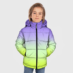 Куртка зимняя для мальчика Фиолетовый мятный и желто-зеленый градиент, цвет: 3D-светло-серый — фото 2