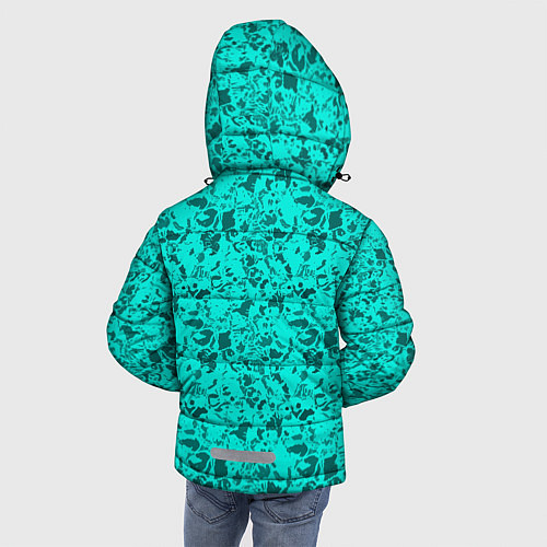 Зимняя куртка для мальчика Текстура камень цвета морской волны / 3D-Светло-серый – фото 4