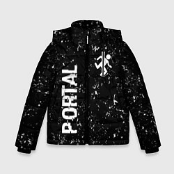 Куртка зимняя для мальчика Portal glitch на темном фоне вертикально, цвет: 3D-черный