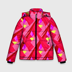 Куртка зимняя для мальчика Красные плоскости, цвет: 3D-черный
