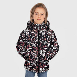 Куртка зимняя для мальчика Текстура бело-бордовый пёстрая, цвет: 3D-черный — фото 2