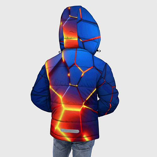 Зимняя куртка для мальчика Огненные плиты с разломом / 3D-Красный – фото 4