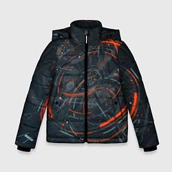 Куртка зимняя для мальчика Часовой механизм киберпанк, цвет: 3D-красный