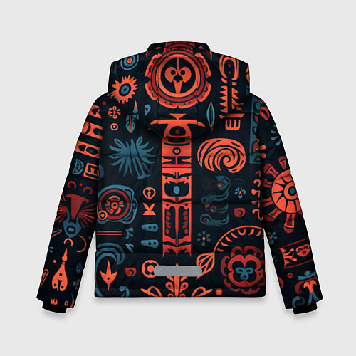 Зимняя куртка для мальчика Абстрактный паттерн в славянской стилистике / 3D-Черный – фото 2