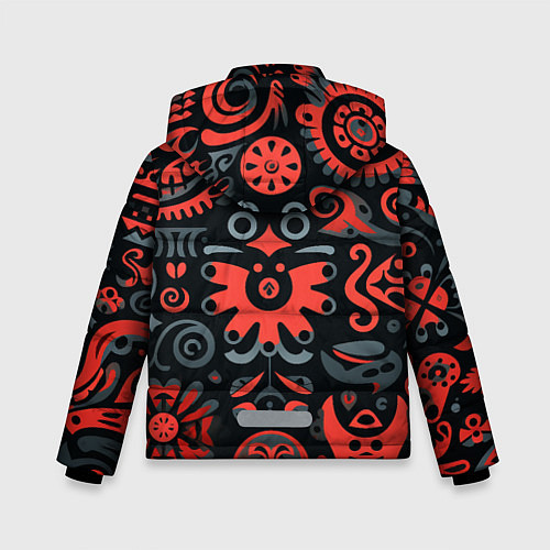 Зимняя куртка для мальчика Красно-черный узор в славянском стиле / 3D-Черный – фото 2