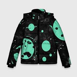 Куртка зимняя для мальчика Чёрно-мятный космос от нейросети, цвет: 3D-черный