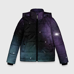 Куртка зимняя для мальчика Космос и звезды на темном фоне, цвет: 3D-черный