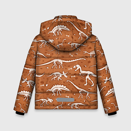 Зимняя куртка для мальчика Скелеты динозавров / 3D-Красный – фото 2