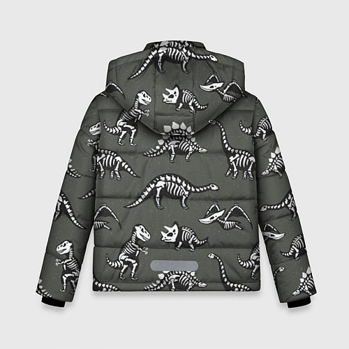 Зимняя куртка для мальчика Динозавры - скелеты / 3D-Светло-серый – фото 2
