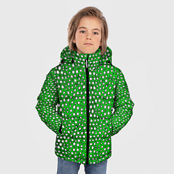 Куртка зимняя для мальчика Белые пузырьки на зелёном фоне, цвет: 3D-черный — фото 2