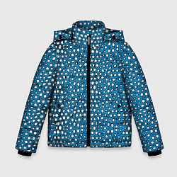 Куртка зимняя для мальчика Белые пузырьки на синем фоне, цвет: 3D-черный