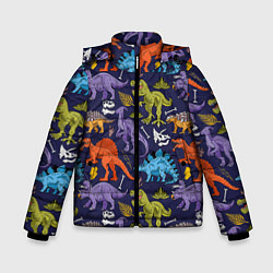 Куртка зимняя для мальчика Мультяшные динозавры, цвет: 3D-светло-серый