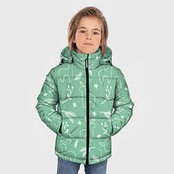 Куртка зимняя для мальчика Зеленый рождественский узор с оленями, цвет: 3D-черный — фото 2