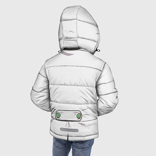 Зимняя куртка для мальчика Белый мультяшный фрак с шейным платком / 3D-Светло-серый – фото 4