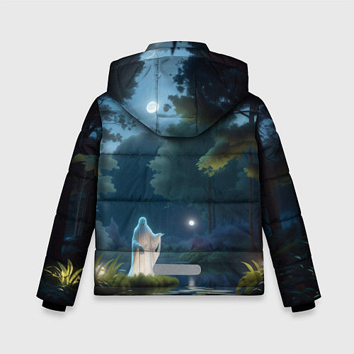 Зимняя куртка для мальчика Одинокий призрак в лесу / 3D-Черный – фото 2