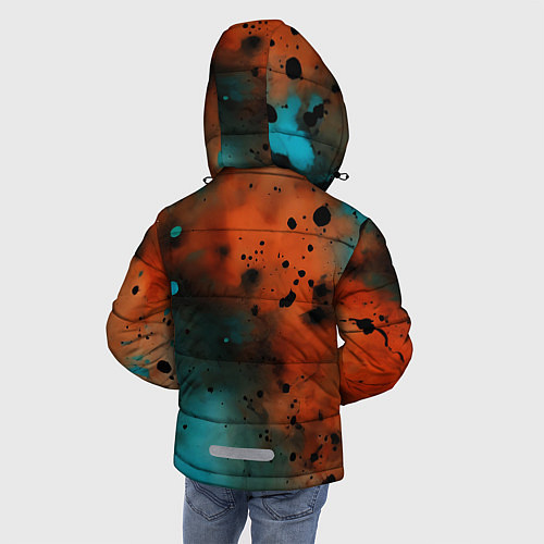 Зимняя куртка для мальчика Акварельные брызги в оранжевом / 3D-Светло-серый – фото 4