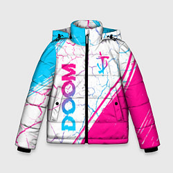 Куртка зимняя для мальчика Doom neon gradient style вертикально, цвет: 3D-черный