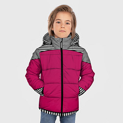 Куртка зимняя для мальчика Узор из красного и черно-белых полос, цвет: 3D-красный — фото 2