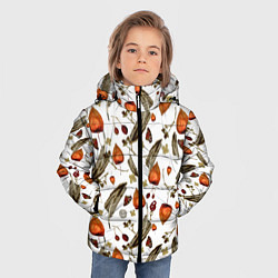 Куртка зимняя для мальчика Перья и физалис, цвет: 3D-черный — фото 2