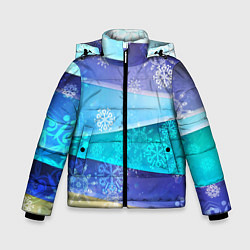 Куртка зимняя для мальчика Абстрактный синий волнистый фон со снежинками, цвет: 3D-черный