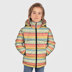 Куртка зимняя для мальчика Ретро полоска, цвет: 3D-черный — фото 2