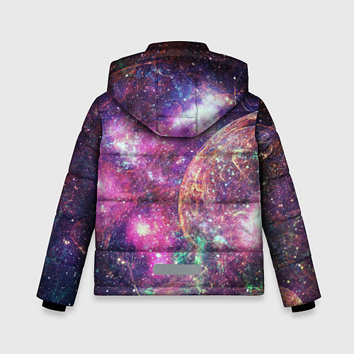 Зимняя куртка для мальчика Пурпурные космические туманности со звездами / 3D-Черный – фото 2
