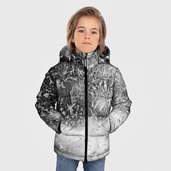 Куртка зимняя для мальчика Серый лёд и снежинки, цвет: 3D-светло-серый — фото 2