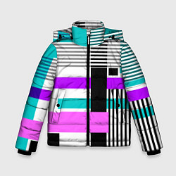 Куртка зимняя для мальчика Геометрический узор в стиле пэчворк, цвет: 3D-черный