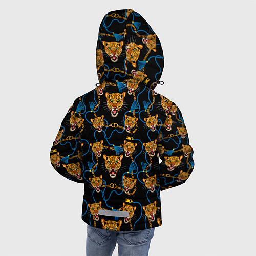 Зимняя куртка для мальчика Золотая цепь с леопардами / 3D-Светло-серый – фото 4