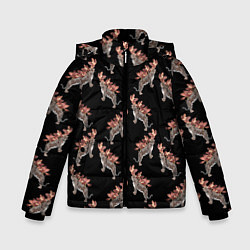 Куртка зимняя для мальчика Леопард в орхидеях, цвет: 3D-светло-серый