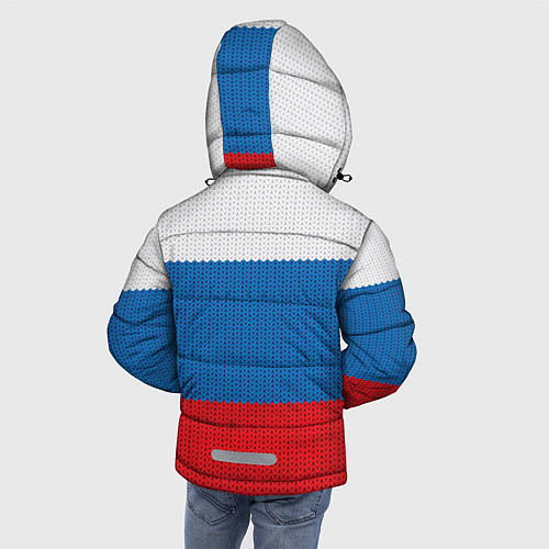 Зимняя куртка для мальчика Вязаный российский флаг / 3D-Красный – фото 4