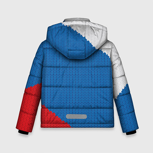 Зимняя куртка для мальчика Белый синий красный вязаный фон / 3D-Черный – фото 2