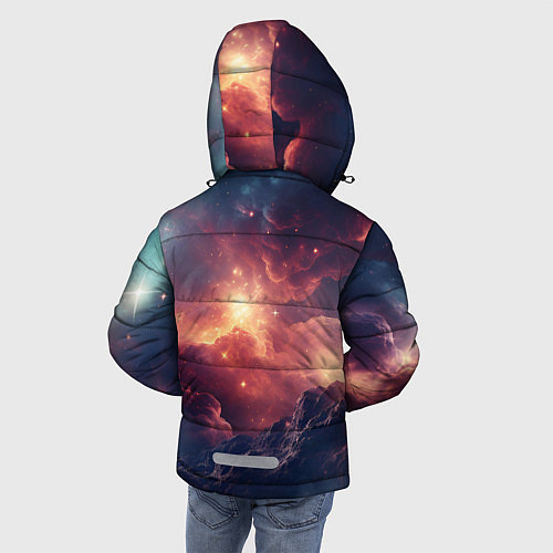 Зимняя куртка для мальчика Космические облака / 3D-Красный – фото 4