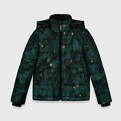 Куртка зимняя для мальчика Ёлка и гирлянды, цвет: 3D-черный