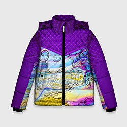 Куртка зимняя для мальчика Облака и спирали, цвет: 3D-светло-серый