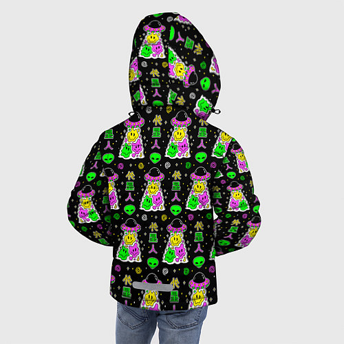 Зимняя куртка для мальчика Цветные инопланетные существа / 3D-Светло-серый – фото 4