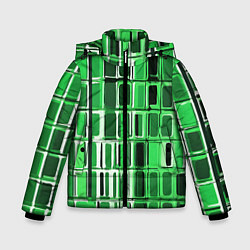 Куртка зимняя для мальчика Зелёные прямоугольники, цвет: 3D-светло-серый