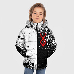 Куртка зимняя для мальчика Берсерк знак жертвы - черно-белые брызги, цвет: 3D-светло-серый — фото 2