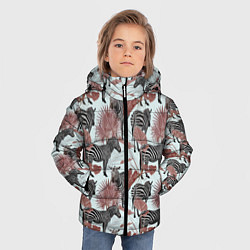 Куртка зимняя для мальчика Зебры в пальмах, цвет: 3D-черный — фото 2
