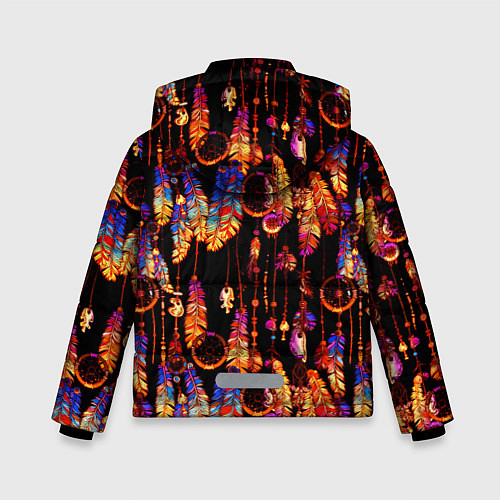 Зимняя куртка для мальчика Ловцы снов с яркими перьями / 3D-Красный – фото 2