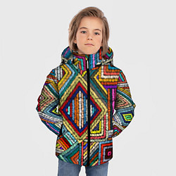 Куртка зимняя для мальчика Этнический узор вышивка, цвет: 3D-красный — фото 2