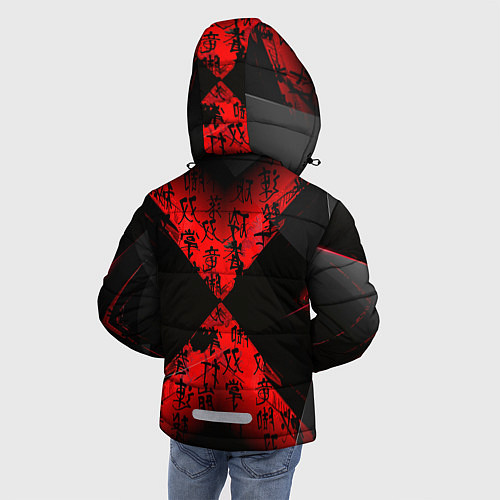 Зимняя куртка для мальчика Иероглифы и текстуры / 3D-Красный – фото 4