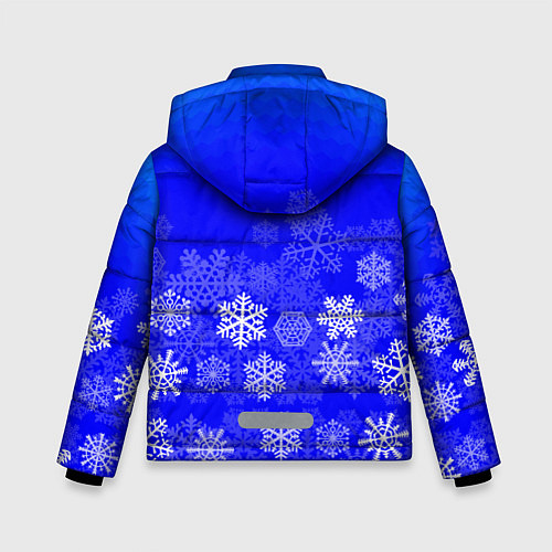 Зимняя куртка для мальчика Снежинки на синем / 3D-Светло-серый – фото 2
