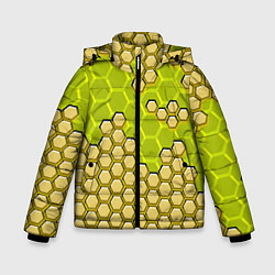 Куртка зимняя для мальчика Жёлтая энерго-броня из шестиугольников, цвет: 3D-светло-серый