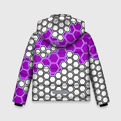Зимняя куртка для мальчика Фиолетовая энерго-броня из шестиугольников / 3D-Красный – фото 2