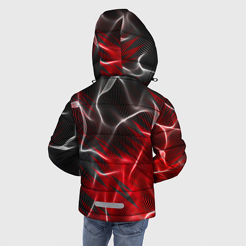 Зимняя куртка для мальчика Дым и красные текстуры / 3D-Красный – фото 4