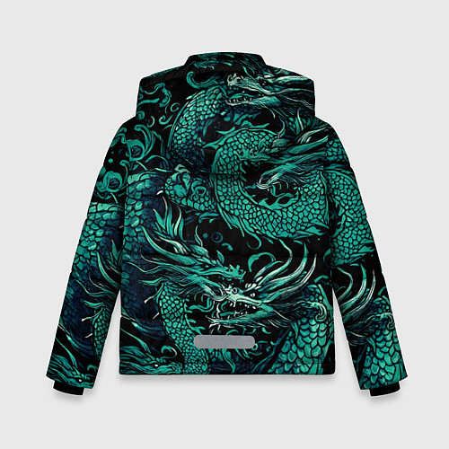 Зимняя куртка для мальчика Дракон бирюзового цвета / 3D-Черный – фото 2