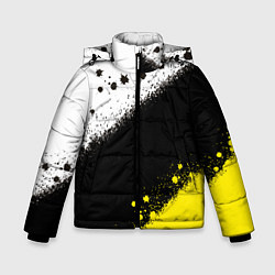 Куртка зимняя для мальчика Брызги желто-черных красок, цвет: 3D-светло-серый