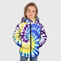 Куртка зимняя для мальчика Тай дай наутилус в сиреневом, голубом и желтом цве, цвет: 3D-светло-серый — фото 2